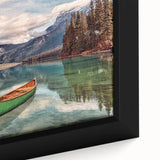 Extra large framed canvas of a textured, colorful British Columbia scenery in black, ideal for living room decor.