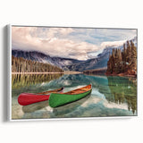 Vintage poster art of British Columbia landscape on framed canvas, featuring colorful art with black accents.