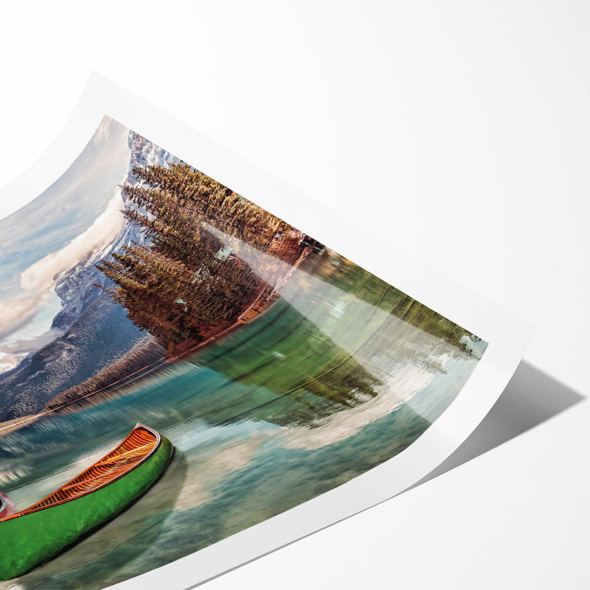 Extra large wall art featuring line art flowers in soft pink and green hues on a rolled canvas.