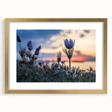 Extra large abstract art print of a Manitoba scenery in gold frame, textured design on canvas, ideal for living room decor.