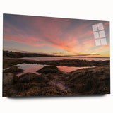 Acrylic print of a large abstract depiction of New Brunswick scenery in muted earth tones.