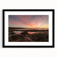 Extra large abstract art print of a colorful, textured Canadian landscape, framed in black, ideal for living room decor.