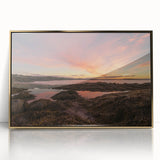 Framed acrylic print of a New Brunswick scenic landscape in muted earth tones, ideal for modern art wall decor.