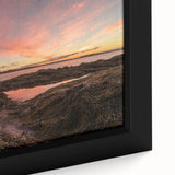 Extra large framed canvas featuring a textured depiction of New Brunswick scenery in black with colorful accents.