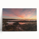 Black and white photo of New Brunswick scenery on stretched canvas, ideal for kitchen wall art.