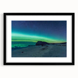 Abstract art print of vibrant, colorful scenery in Newfoundland on a textured, extra large canvas, framed in black.