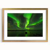 Extra large abstract art print depicting the Northwest Territories scenery in textured gold frame.