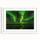 Abstract art print of Northwest Territories landscape in muted earth tones, framed with a white mat.