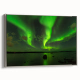 Framed canvas of a vintage-style landscape painting depicting the Northwest Territories, featuring muted earth tones.