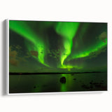 Vintage poster art of Northwest Territories landscape on framed canvas, using colorful art palette, ideal for living room.