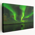 Large canvas art depicting the serene Northwest Territories landscape in cool blue and green tones.