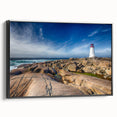 Black and white framed canvas of Nova Scotia landscape, ideal for bedroom wall art.