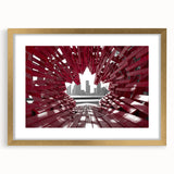 Extra large abstract art print of Ontario scenery in textured style, with gold frame, ideal for living room decor.