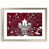 Textured abstract art print of Ontario scenery in muted earth tones, framed in silver, ideal for bedroom art.