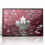 Large abstract wall art depicting Ontario scenery in muted earth tones on a framed acrylic.