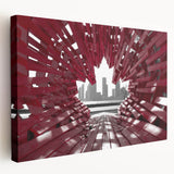 A panoramic landscape of Ontario, Canada on a large stretched canvas, featuring serene blue and green tones.