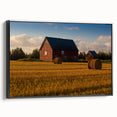 Black and white wall art of Prince Edward Island landscape on framed canvas, ideal for bedroom decor.