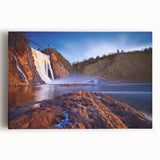 Black and white photo of Quebec scenery on stretched canvas, suitable for kitchen wall art.