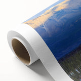 Art deco poster of Saskatchewan scenery on rolled canvas, featuring muted earth tones, ideal for nursery wall art.