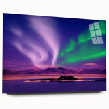 Large abstract depiction of Yukon scenery in muted earth tones on acrylic glass, suitable for bedroom or dining room decor.