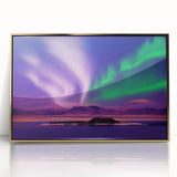 Mid-century modernist art of Yukon scenery in acrylic, framed in gold, ideal for modern art wall decor.