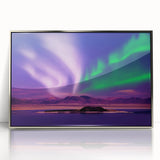 Mid-century modernist art featuring a serene Yukon landscape in muted earth tones on a framed acrylic print.