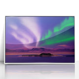 Acrylic print of a serene Yukon landscape in muted earth tones, framed in white, suitable for modern art wall decor.