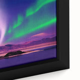 Extra large framed canvas depicting a textured black wall art scene of Yukon, Canada, with colorful accents.