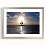 Extra large abstract art print of Caribbean scenery in silver frame with textured details, suitable for living room decor.