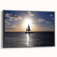 Black and white framed canvas depicting a vintage Caribbean landscape, ideal for bedroom wall art.