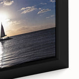 Extra large framed canvas featuring a textured depiction of a vibrant Caribbean scene, ideal for living room decor.