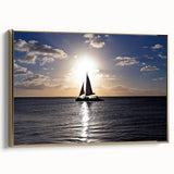Framed canvas depicting a Caribbean landscape in muted gold and black tones, suitable for bedroom decor.