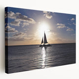 Aruba beach scene on large stretched canvas with vivid blue and sandy tones, suitable for kitchen wall art.