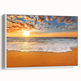 Framed canvas of a vintage poster featuring a colorful Caribbean Bahamas scenery, ideal for living room decor.