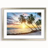 Extra large abstract art print of a Caribbean seascape in vibrant blue tones on a framed canvas, ideal for living room decor.