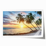 Extra large rolled print of a Caribbean Barbados scenery with vibrant blue and green tones, ideal for dining room wall art.