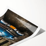 Extra large wall art featuring line art flowers in a Caribbean Cuba scenery on rolled print.