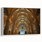 Framed canvas of a vintage poster featuring a colorful Caribbean scenery, ideal for extra large living room wall art.