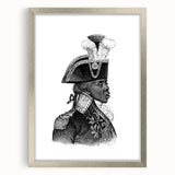 Abstract art print of a Caribbean landscape in vibrant blue and green tones on a framed silver mat.