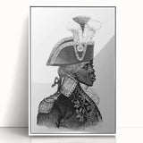 Large art print of a Caribbean scenery in Haiti, depicted in mid-century modernist style on white-framed acrylic.