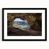 Extra large abstract art print featuring a vibrant, colorful Caribbean scenery on a textured canvas.