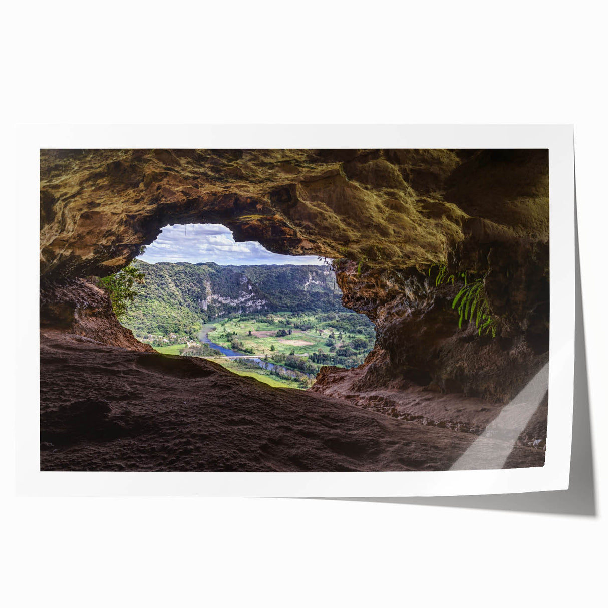 Extra large rolled print of Puerto Rican coastline with vibrant blue and green hues, ideal for dining room wall art.