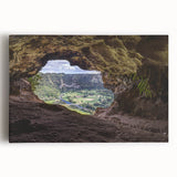 Large black and white stretched canvas of a Caribbean coastal scene, suitable for kitchen wall art.