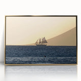 Art deco poster of Caribbean scenery in Saint Vincent with gold frame on acrylic, ideal for modern nursery wall art.
