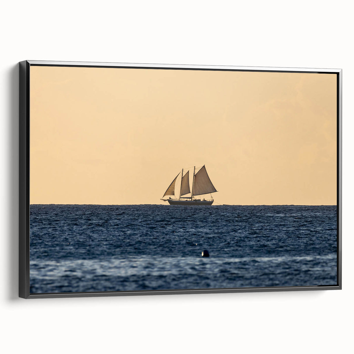 Black and white framed canvas featuring a vintage-style landscape painting of Saint Vincent, ideal for bedroom wall art.