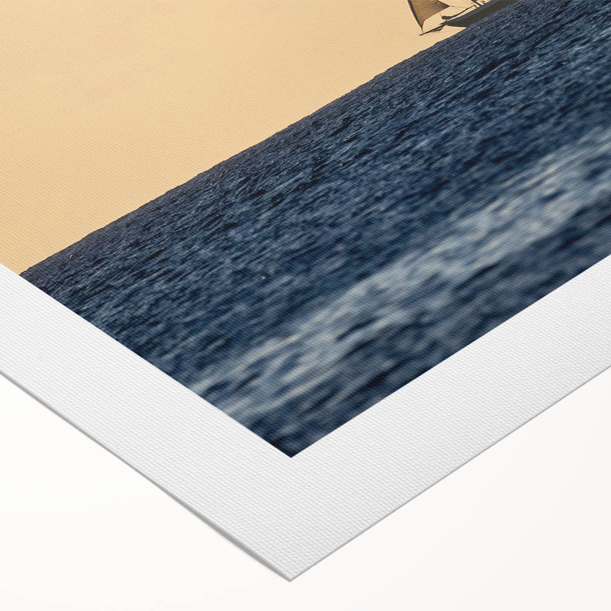 Art deco poster featuring a serene Caribbean scenery on rolled canvas, suitable for dining room ambiance.