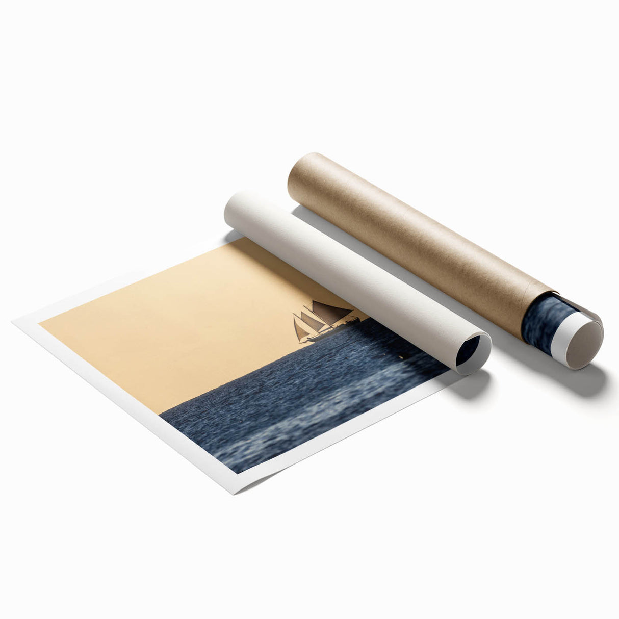 Extra large rolled print of a Caribbean scenery with vibrant blue and green tones, ideal for classy bathroom wall art.