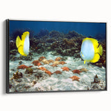 Black and white framed canvas depicting a vintage Caribbean landscape, suitable for bedroom wall art.