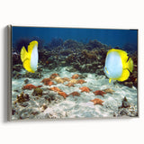 Framed canvas landscape art painting featuring a Caribbean scenery in vibrant colors, ideal for living room decor.