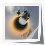 Extra large rolled print depicting Caribbean Virgin Islands with vibrant blue and green hues, ideal for art wall dining room.